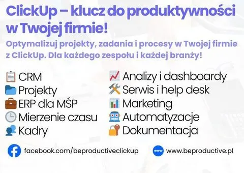 Konsultant ClickUp wdrożenie CRM i zarządzanie projektami